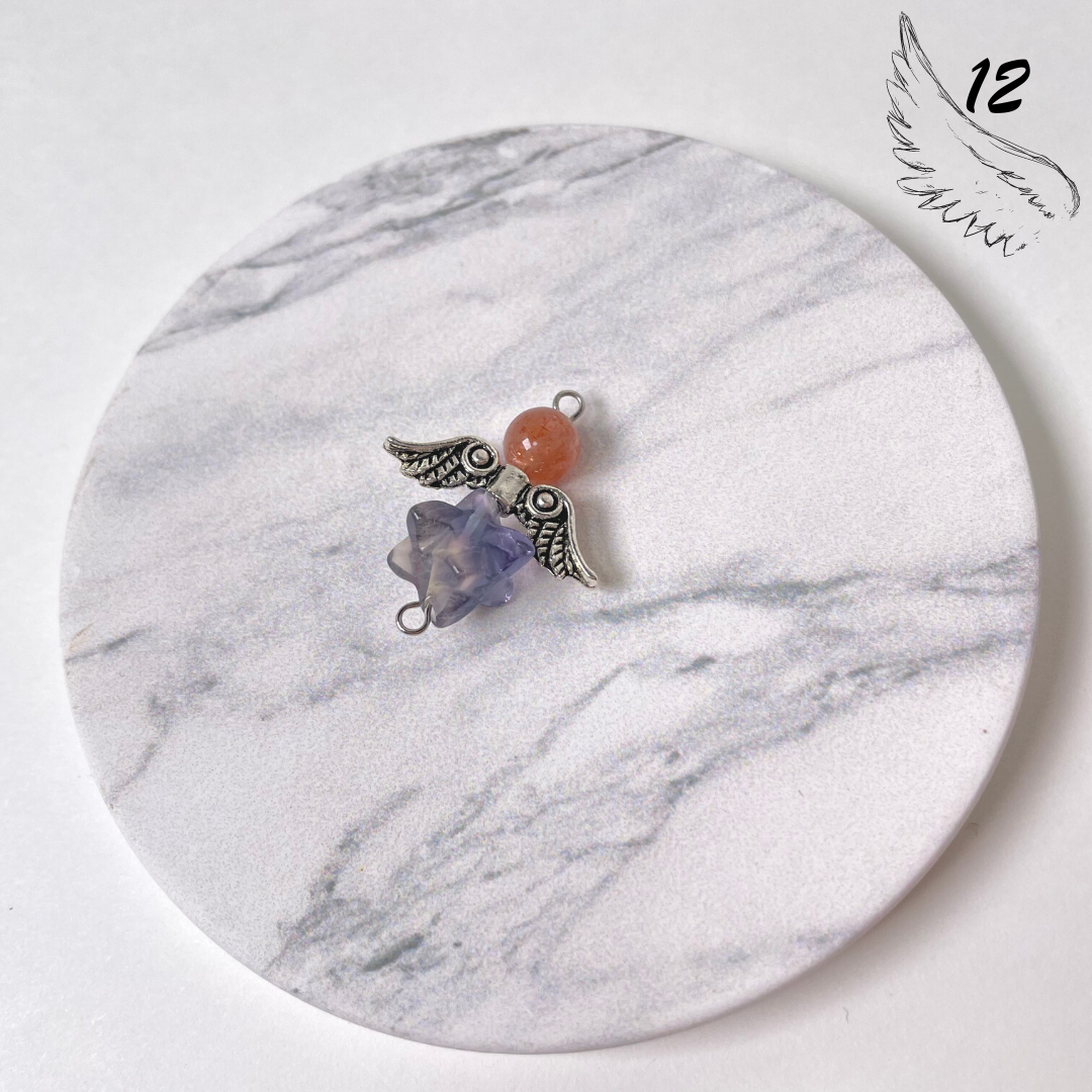 【天使のパワー️開運】フローライト天使①️２個セット ☆一点物☆彫刻置物天使 フローライト No.51パワーストーン