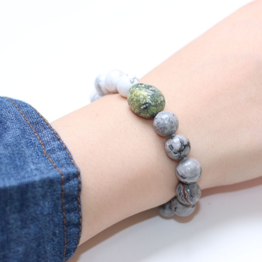 ハンドメイド 天然石ブレス 012633 ピカソジャスパー 天然石パワーストーンブレスレット チャクラ