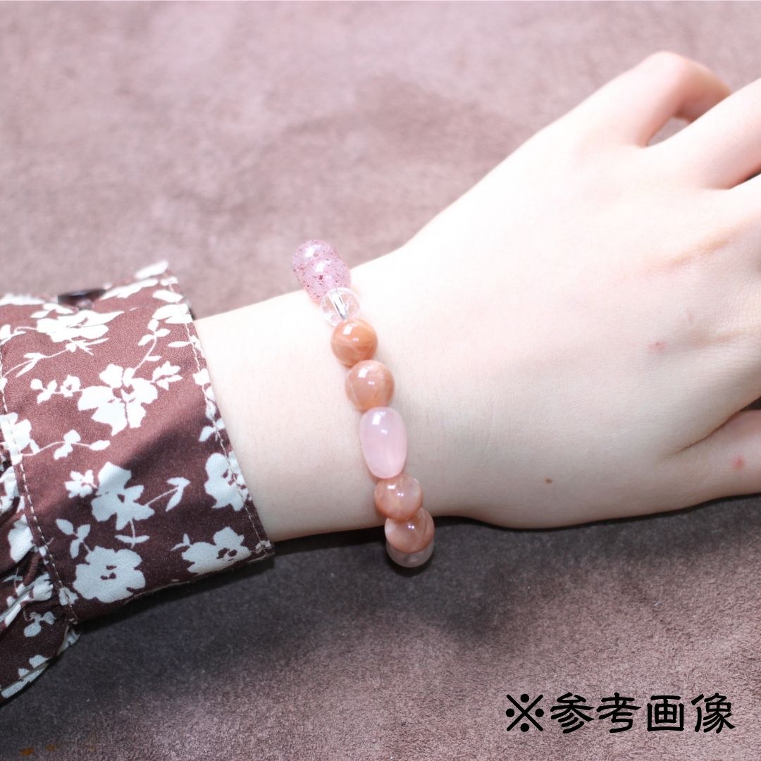 春の新作】受注製作 桜の冠ブレスレット ローズクォーツ 白水晶 天然石 