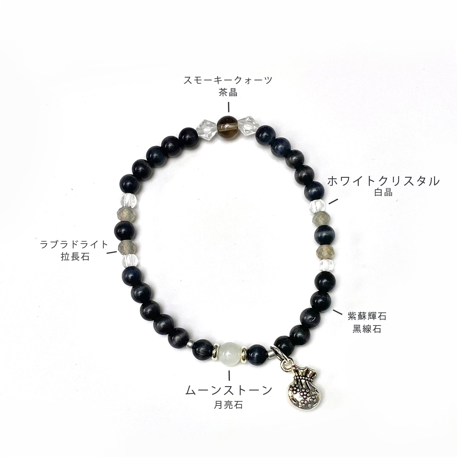 ラブラドライト×狼 ほしく 蝶々 ムーンストーン スーパーセブン 月 