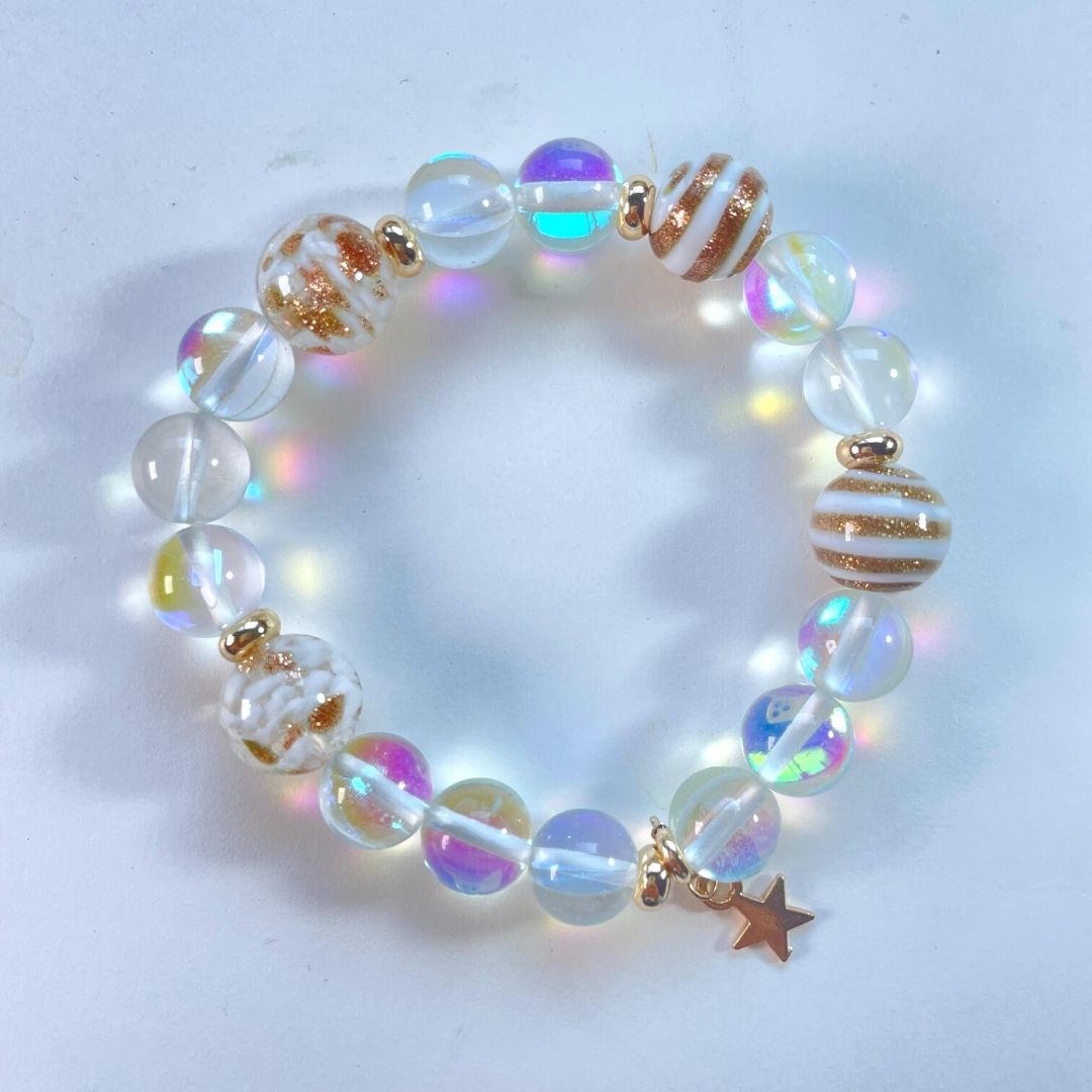 高品質 とんぼ玉 天然石ブレスレット 水晶 手作り DIYハンドメイド