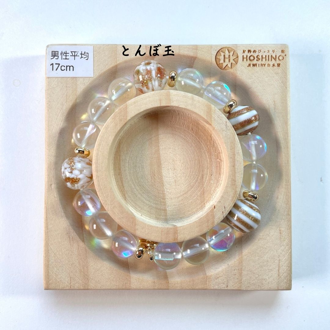 高品質 とんぼ玉 天然石ブレスレット 水晶 手作り DIYハンドメイド