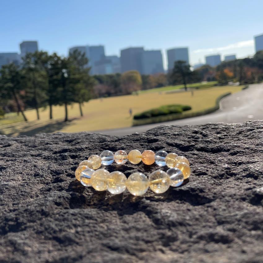 305シトリン 白水晶クォーツ 天然石パワーストーンブレスレット