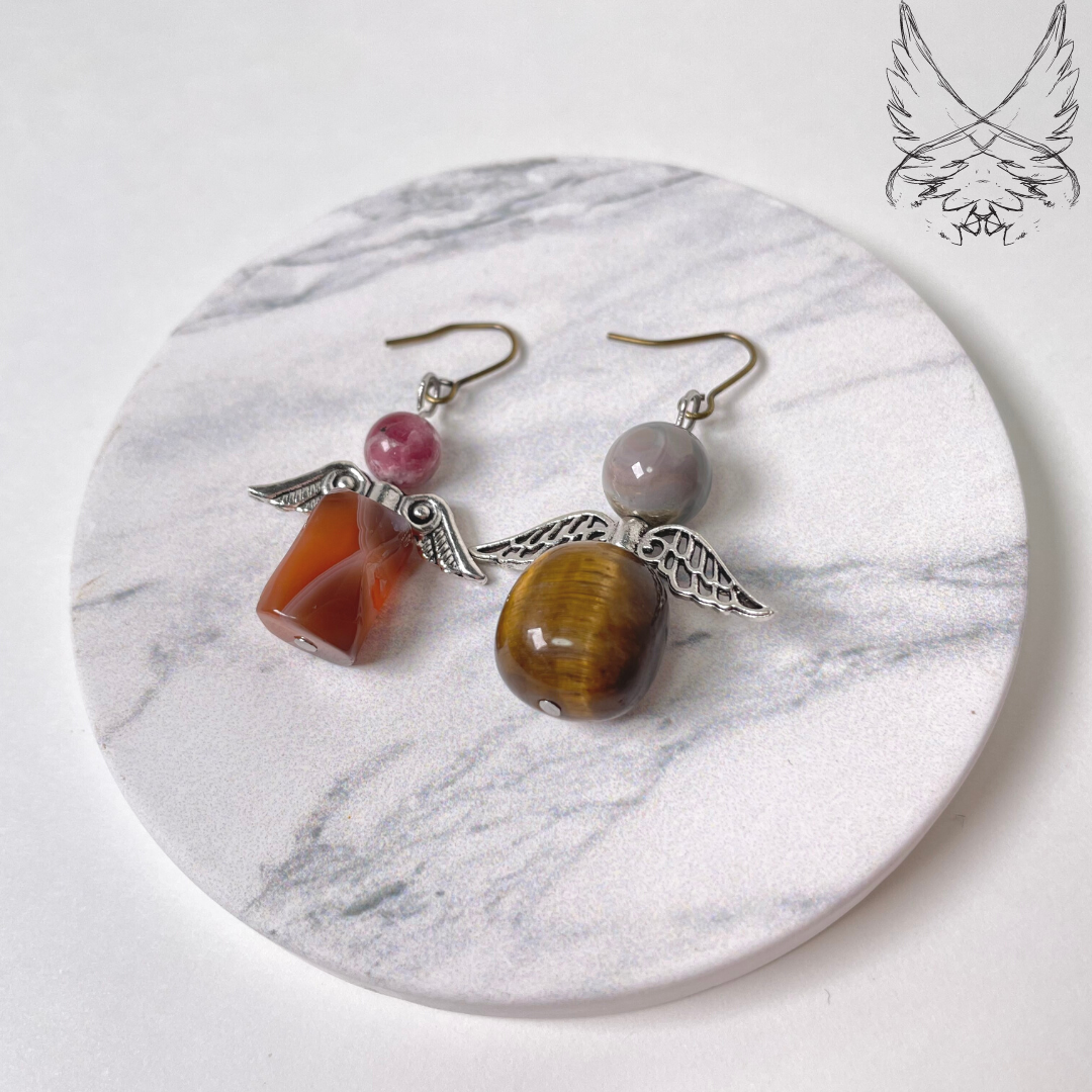 チャーム　ハンドメイド　天然石　水晶　天使 チャームハンドメイド天然石水晶天使